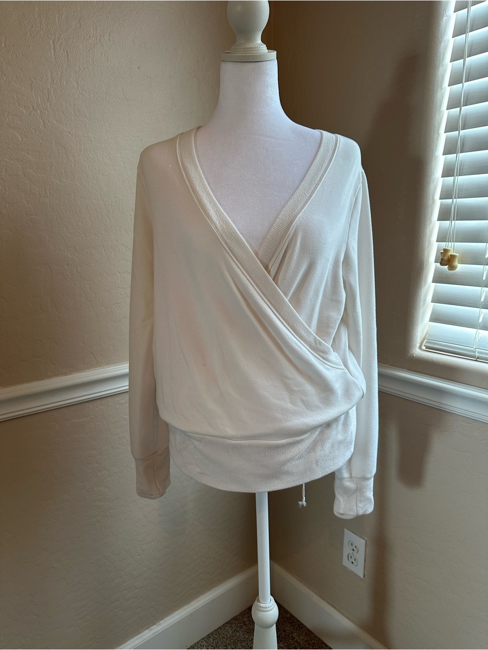 Athleta Cream Wrap Pullover